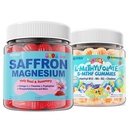 Saffron + Magnesium Glycinate + Omega-3 - Calm Focus Gummis + Kids L-Methylfolate Gummis, Active 5-MTHF + Methyl B12, Vitamin B6, B2, Choline, Vegan Omega 3 DHA & EPA, Methyliertes Multivitamin