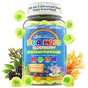 Sea Moss + Elderberry Gummies für Kinder & Erwachsene, 19-IN-1 Super Food mit Spirulina, Algae Omega 3, Algae Calcium, Ashwagandha, Pilz, Vitamine D3, C für Immune, Gut, Knochen, Energie, Gehirn, Venegan 60Cts