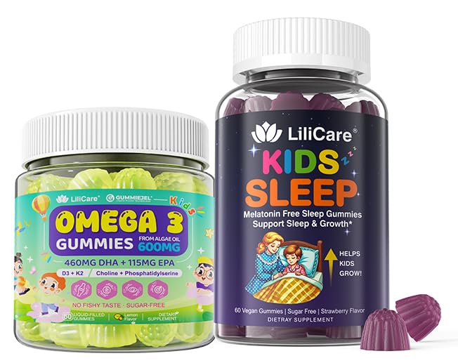 Kids Omega-3 Gummies 1 Pack, Kinder Schlafgummis - Magnesium Glycinate 2pack