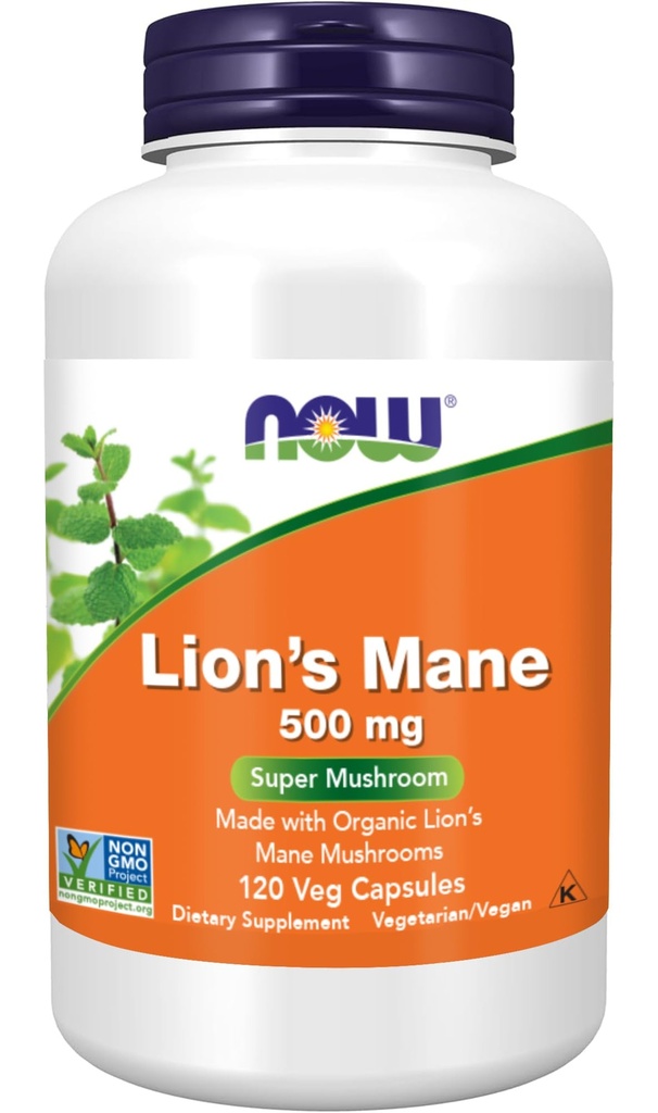 JETZT Nahrungsergänzungsmittel, Lion's Mane 500 mg, Super Pilz, Hergestellt mit Bio Lion's Mane Mushrooms, 120 Veg Kapseln