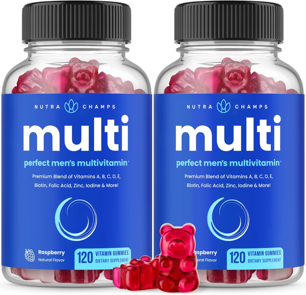 NutraChamps Multivitamin für Männer, 240 Zähler, Vitamine A, B, C, D, E, Biotin, Zink, Mens Gummy Multivitamins Supplement, Kaubare tägliche Multi Gummy Vitamine für Männer (Pack von 2)
