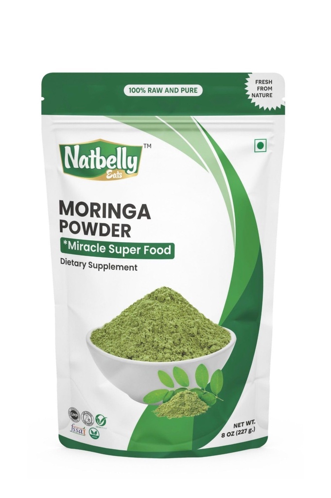 100% Raw and Natural Moringa Leaf Powder,Miracle Superfood mit essentiellen Aminosäuren, Antioxidantien und Antidiabetic, 8 oz Resealable Bag