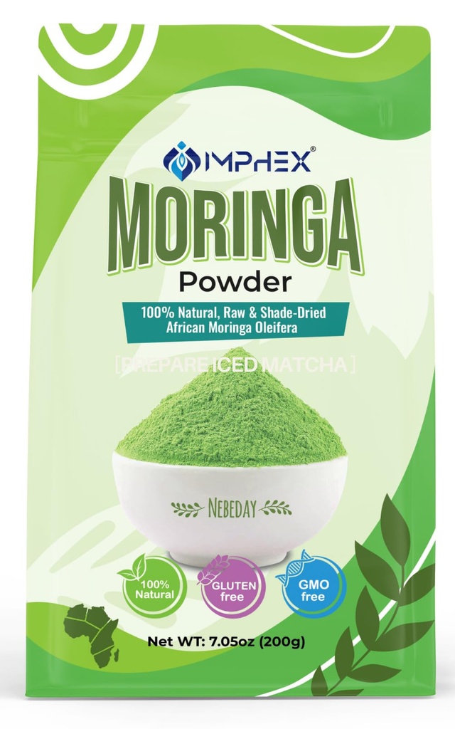 Moringa Powder – Roh & Natürlich aus Senegal | 100% reine Superfood | Reich an Eisen, Kalzium & Antioxidantien | Non-GMO, Glutenfrei, keine Zusatzstoffe | 7.05 oz (200g)