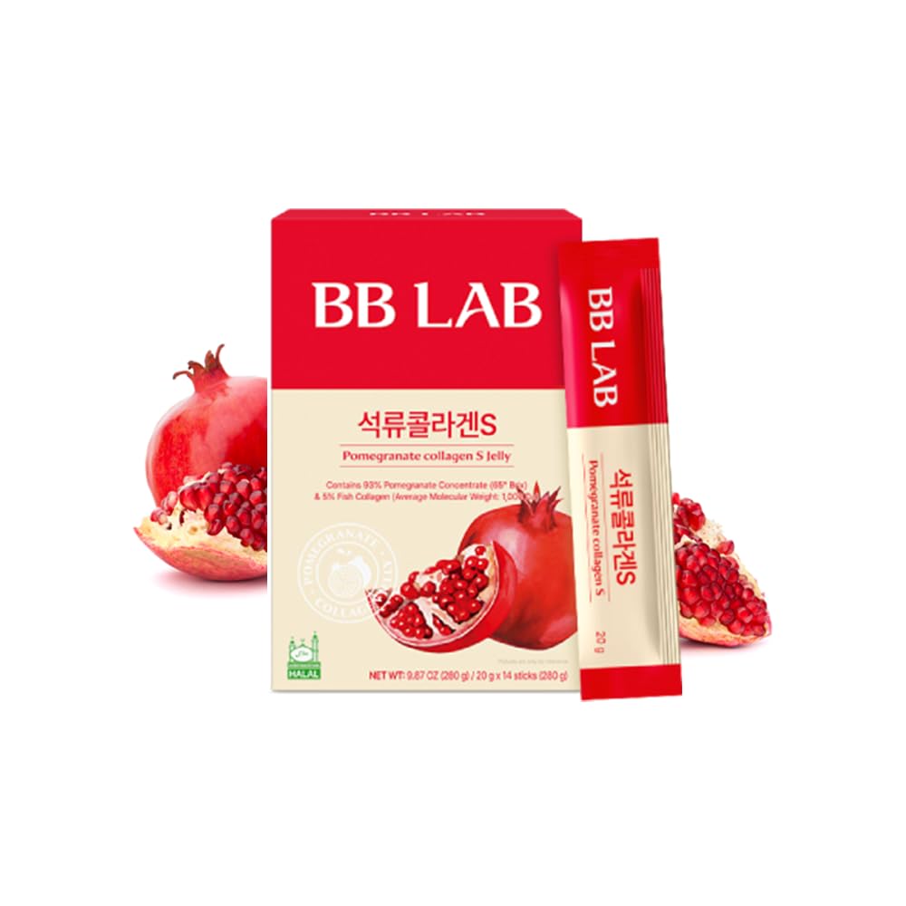 BB LAB Granatäpfel Kollagen S Jelly Halal, Granatäpfel Collagen Sticks, Granatäpfel Konzentrat 18,600mg, Niedrige molekulare Fisch Collagen 1000mg, Korean Collagen, Granatäpfel Flavor