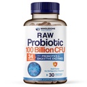 Vollständige Wellness Organic Raw Probiotics 100 Billion CFU, Dr Formuliert für Frauen und Männer, Komplette Erwachsene Ergänzung mit Präbiotika und Verdauungsenzyme; 30 Kapseln, Regal Stabil