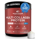Ganzes Wellness Premium Multi Collagen Peptides Proteinpulver für Frauen und Männer, 5 Arten von hydrolysiertem Kollagen, Grass-Fed, Non-GMO & Unflavored, reines Protein für jugendliche Haut & Joint Recovery