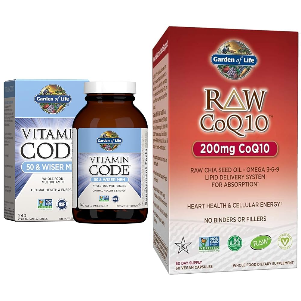 Garten des Lebens Multivitamin für Männer - Vitamin-Code 50 & Vegetarische Omega 3 6 9 Supplement - Raw CoQ10 Chia Seed Öl ganze Ernährung mit Antioxidantien Unterstützung