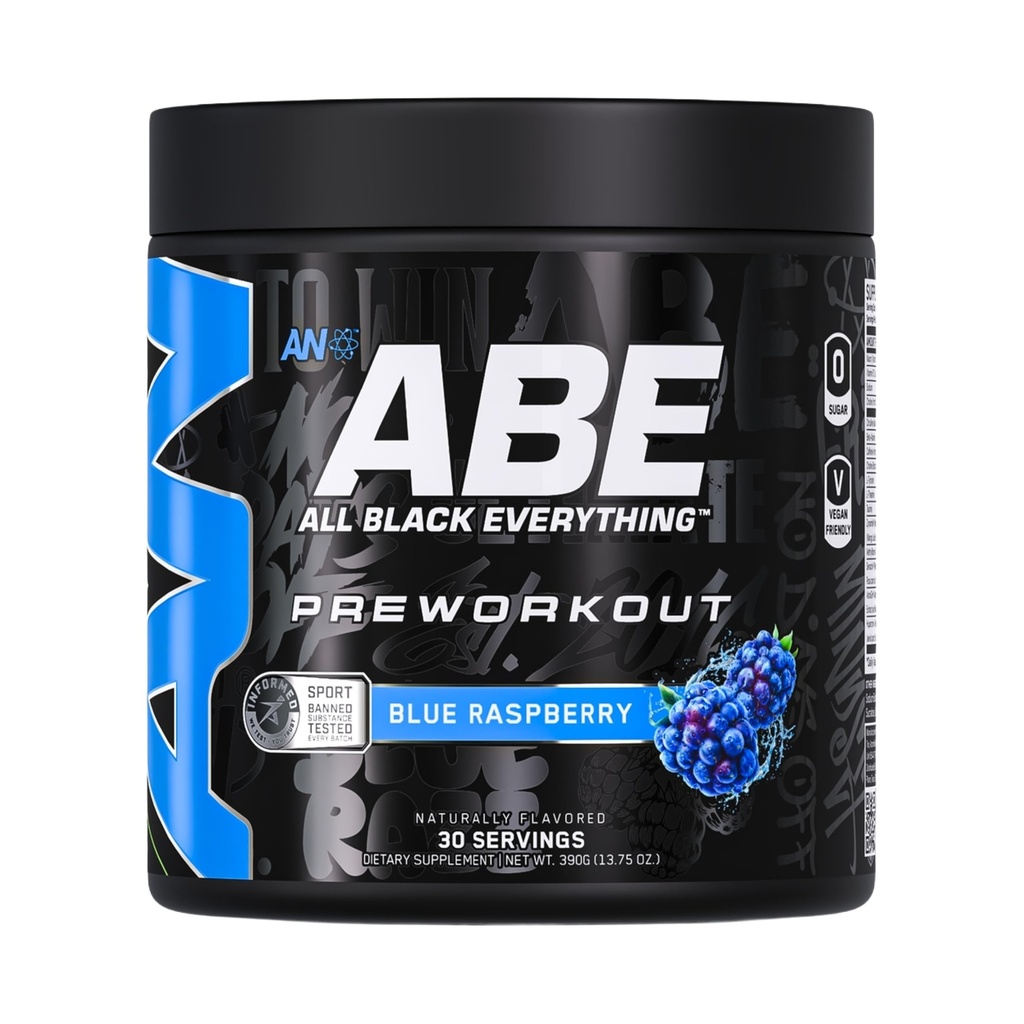 Alle Schwarz alles Pre-Workout Pulver | Preworkout Energy Drink Mix | 350mg Koffein | Beta Alanine & Citrulline | Energy Supplement für Männer & Frauen | Blue Razz | 30 Servietten