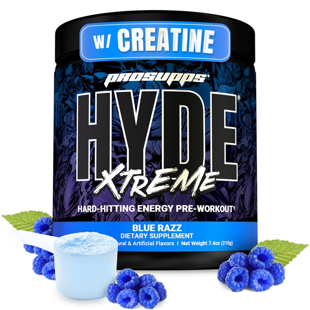 ProSupps Mr. Hyde Xtreme Pre Workout Powder mit Kreatin, Beta Alanine & Caffeine – Extreme Energy, Pumps, Focus & Performance - Fitness &amp; Gym Supplements für Männer & Frauen (Blaue Razz, 30 Portionen)