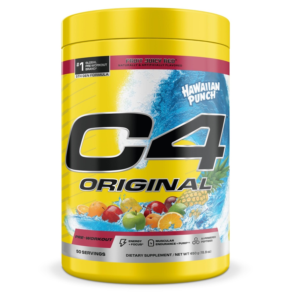 Cellucor C4 Original Pre Workout – Hawaiian Punch - Pre-Workout für Endurance, Focus & Performance mit 200mg Koffein, Beta-Alanin, Kreatin-Nitrat, L-Arginin & PeptiPump – Sugar Free, 50 Servietten