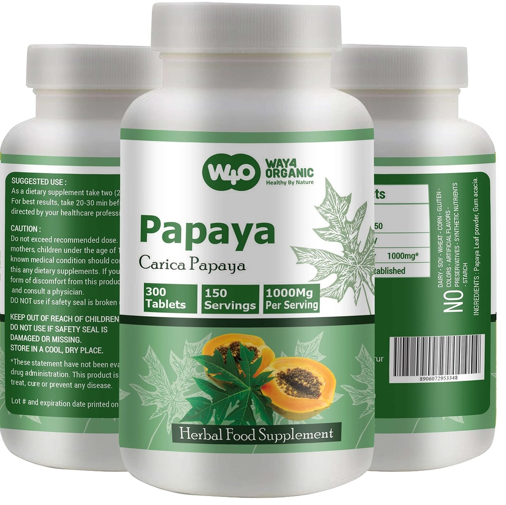 Papaya Blatt Extrakt Kapseln (Tablets) - 300 Tabletten, 150 Servierungen, 1000 mg, Unterstützt Platelet Immunität und Verdauung* (Pack von 1)