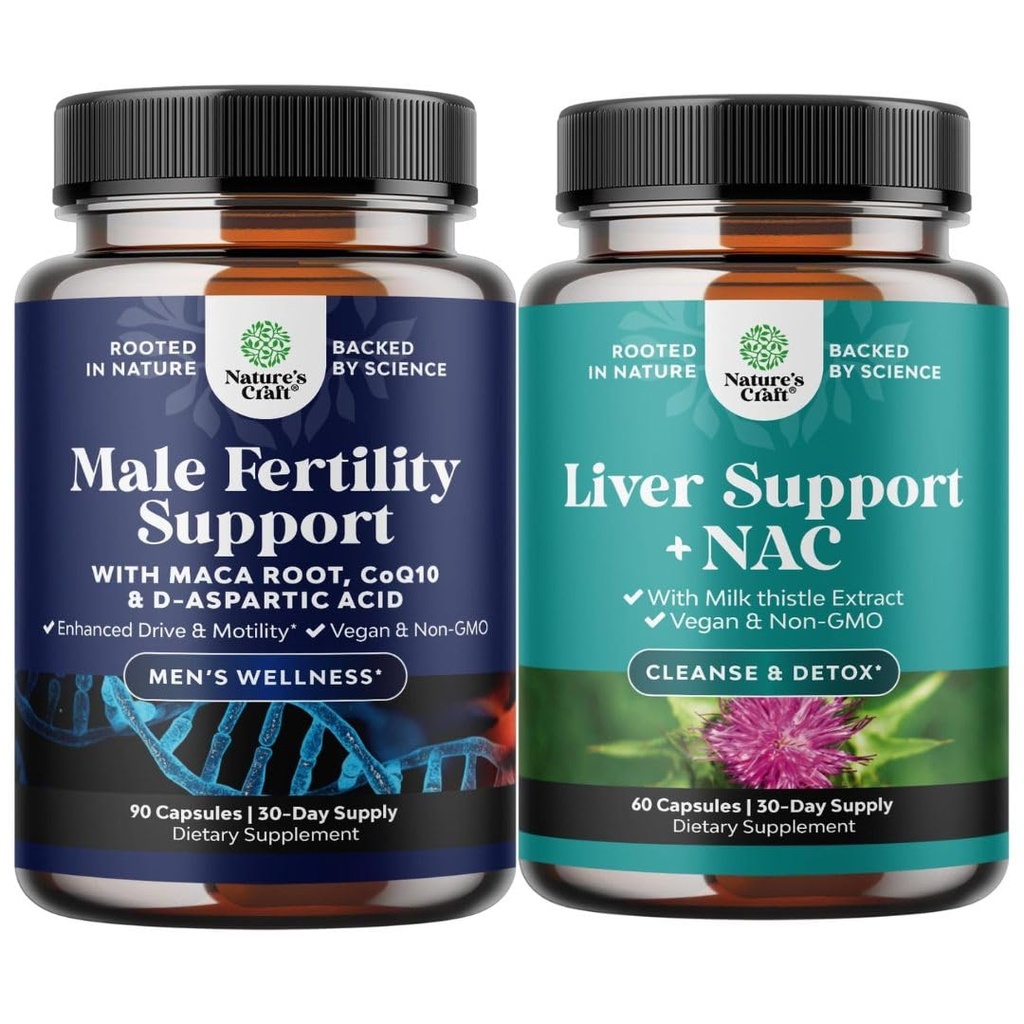 Bundle Fertilitätsergänzung mit CoQ10 Maca Wurzel Methyl Folat & D-Aspartic Säure und Leber Unterstützung NAC Ergänzung mit Milch Thistle Extract N Acetyl Cystein, Artichoke, Choline & Beetroot