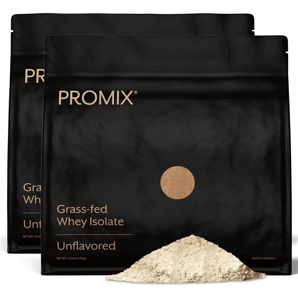 ProMix Nutrition Whey Protein Isolate Powder, Unflavored - Grass-Fed & 100% All Natural - - Post Workout Fitness & Nutrition Shakes, Smoothies, Baking & Cooking Recips - 2.5 Pfund (Pack von 2)