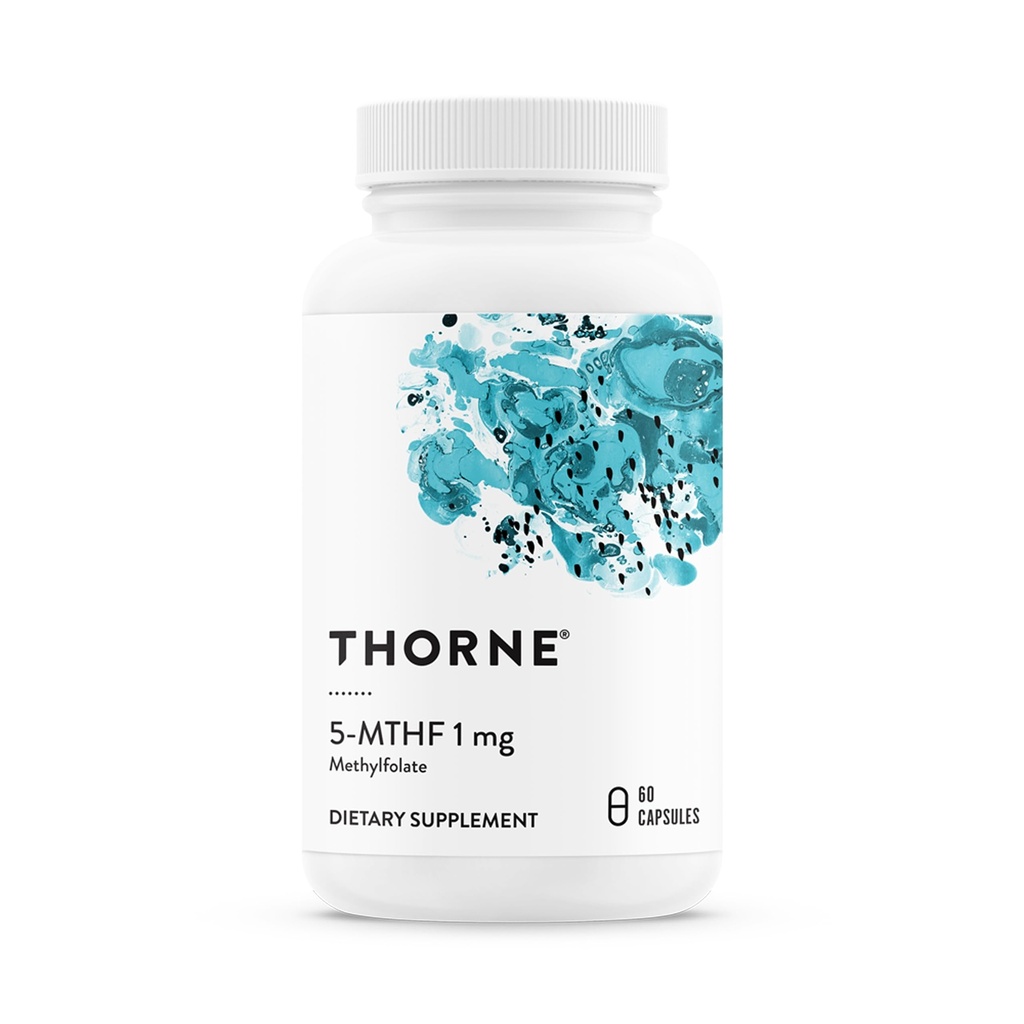 THORNE - 5-MTHF - Methylfolat (aktives B9-Folat) Supplement - Unterstützt Herz-Kreislauf-Gesundheit, fetale Entwicklung, Nervengesundheit, Methylierung und Homocysteinspiegel * - 60 Portionen - 5-MTHF 1 mg