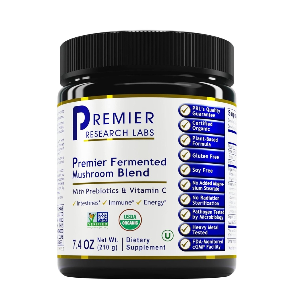Premier Research Labs Premier Fermented Mushroom Blend - Reishi Pilzpulver, Pilzextrakt für Getränke, Kaffee, Pilz-Komplex mit Türkei-Tail, Cordyceps für Immun- & Gut Gesundheit - 7,4 Unze