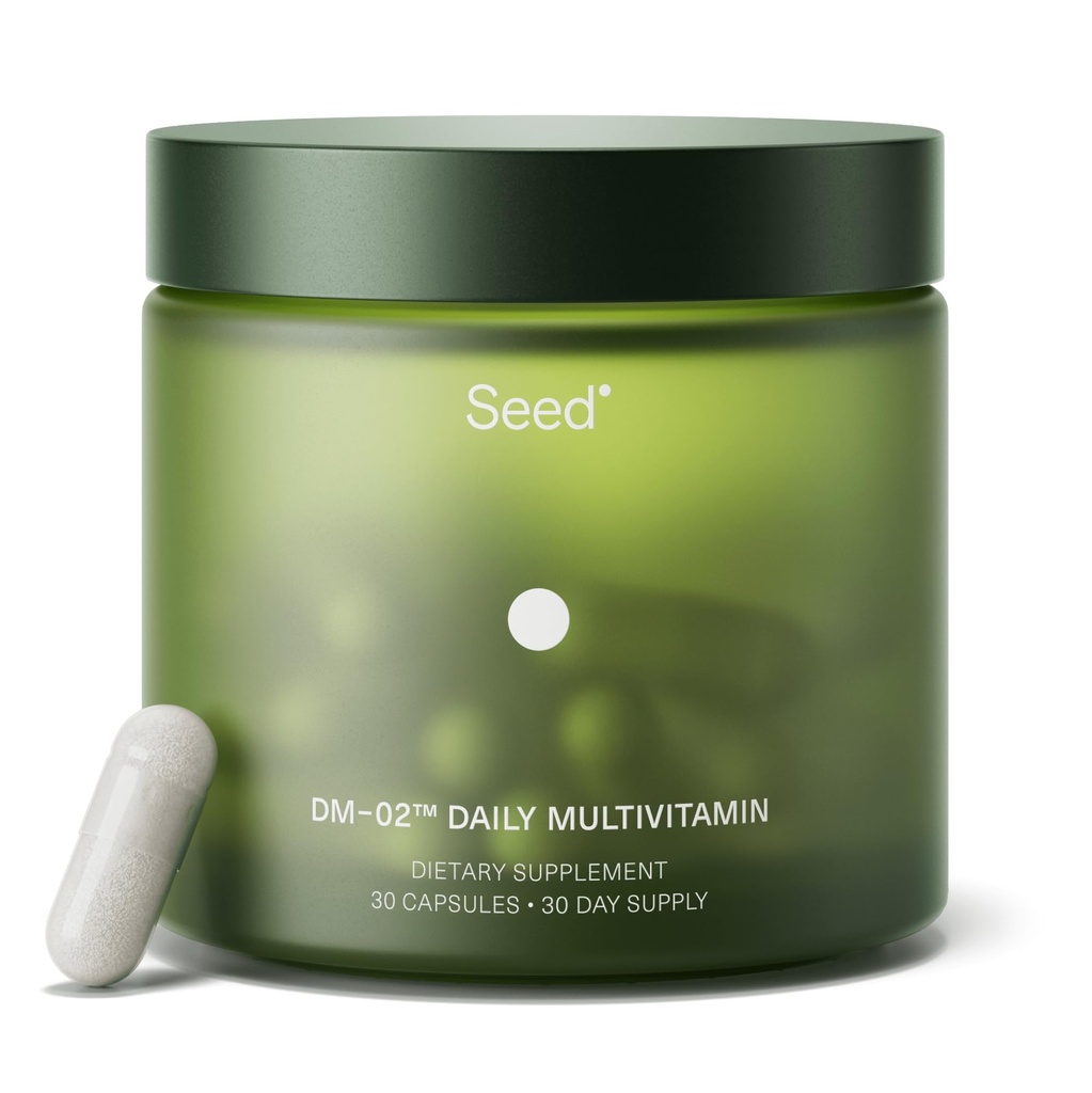 Seed DM-02 Daily Multivitamin - 100% DV Essential Vitamins and Minerals for Women & Men - Helps Fill Daily Nutrient Gaps - Immune, Bone, Hair, Skin & Nails Health - Vegan - 30 Capsules (30-Day Supply)