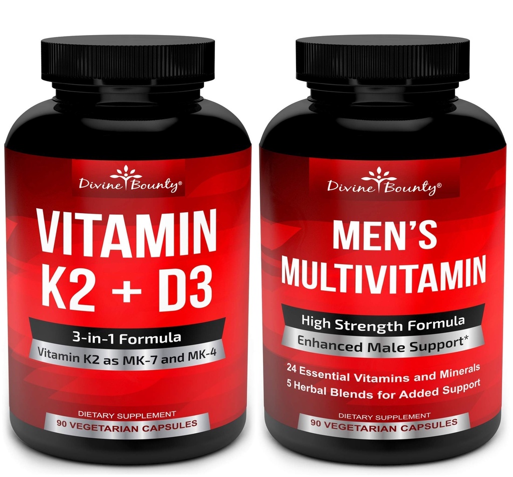 Divine Bounty Vitamin K2 mit D3 & Men Multivitamin Bundle