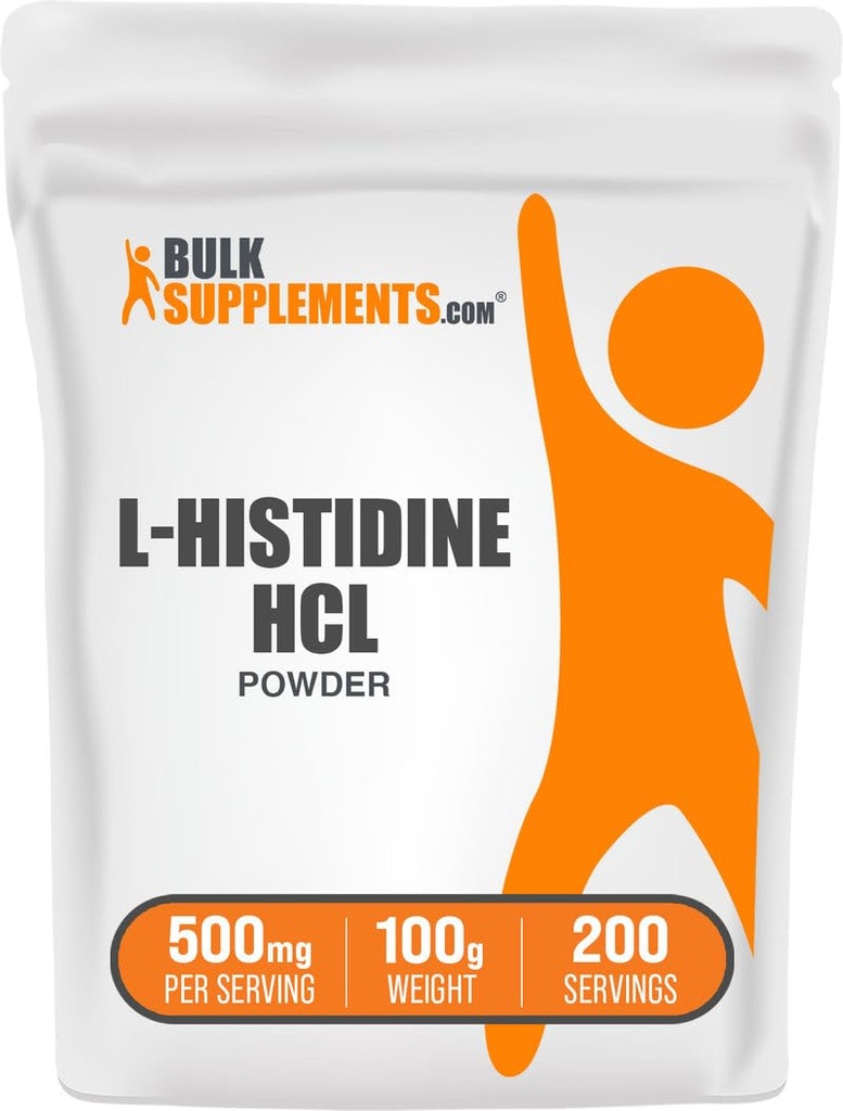 BulkSupplements.com L-Histidin HCl Pulver - L-Histidin-Ergänzung - Ätherische Aminosäure, Glutenfrei, 500mg pro Servierung, 100g (3,5 oz) (Pack von 1)