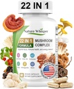 22 in 1 Lions Mane Mushroom Supplement with Ashwagandha | Black Pepper for Wellness Support, Mushrooms Complex with Turkey, Tail, Reishi, Cordyceps, Chaga, Maitake & More - 60 Capsules