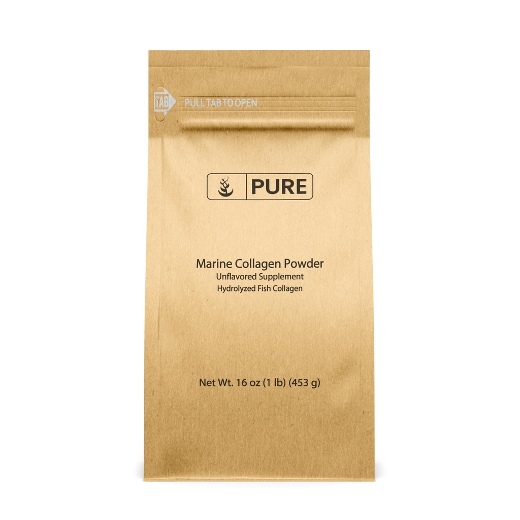 Pure Original Zutaten Marine Collagen Pulver (1 lb) Natürliche und entflammte, Protein Peptide, Resealable Tasche