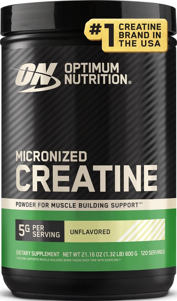 Optimum Nutrition Micronized Creatine Monohydrat Pulver, ungeflammt, 120 Servierungen, 600 Gramm (Packaging Mai Vary)