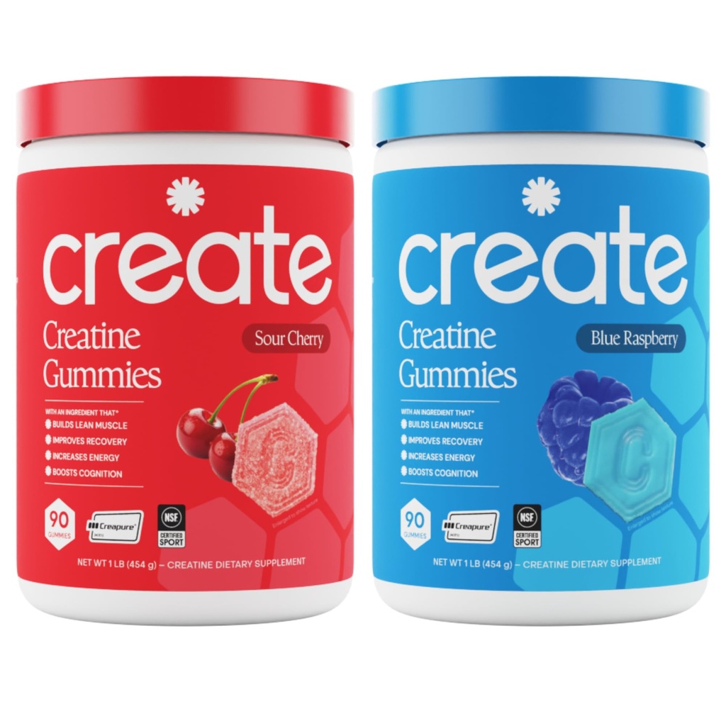 Kreatin Monohydrate Gummie - Rocket Pop Duo - Blaue Himbeere & saure Kirsche - Creatine Gummies für Frauen & Männer, NSF Zertifiziert, 3. Partei Getestet, Anti-Melting-Formel, 180 Count (2-Pack)