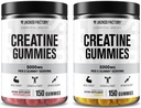 Jacked Factory Creatine Monohydrate Gummies 5g Daily Dose (1g pro Gummy) - Creatine Gummy für Männer und Frauen, Vegan-Friendly, Reisen-Friendly, Third-Party Getestet - 150 Gummies, Watermelon & Lemon