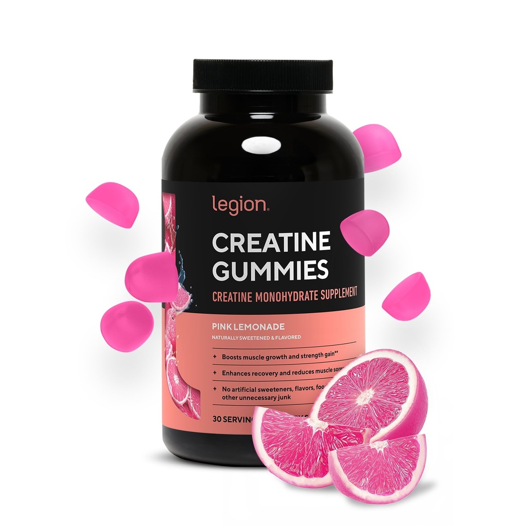 LEGION Creatine Monohydrate Gummie für Männer und Frauen - Saubere Kreatin Chewables für Muskelaufbau, Verbesserung der Endurance & Post Workout Erholung - Kreatin Ergänzung für maximale Absorption (Pink Lemonade)