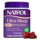 Natrol Ultra Sleep 3-in-1 100% Drug-Free Sleep Aid Blend mit Melatonin, GABA & Botanicals, Nahrungsergänzung, Non-Habit Forming, 50 Gummis