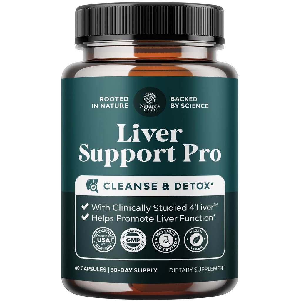Pro Liver Support Supplement - 2X effektiver als Milchdistel - Advanced Liver Health Supplement mit klinisch getestet 4’Liver Cleanse Detox & Repair Support - 60 Count (Pack von 1)