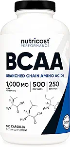 Nutricost BCAA Kapseln 2:1 500mg, 500 Caps (3 Flaschen)