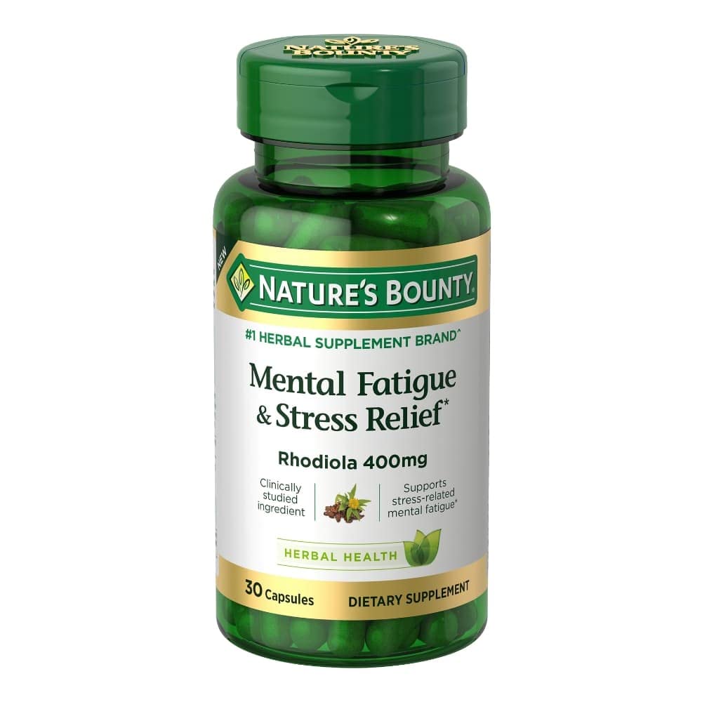 Nature's Bounty Mental Fatigue and Stress Relief, Rhodiola Supplement, 400 mg, Kapseln, 30 Count