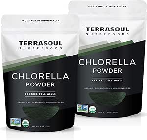 Terrasoul Superfoods Bio Chlorella Pulver (Cracked Cell Walls) - 12 Oz (2 Pack)