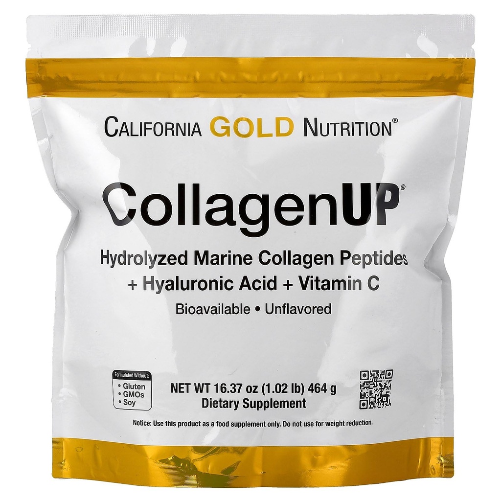 California Gold Nutrition CollagenUP®, Hydrolysed Marine Collagen Peptide mit Hyaluronsäure und Vitamin C, Unflavored, 1.02 lb (464 g)