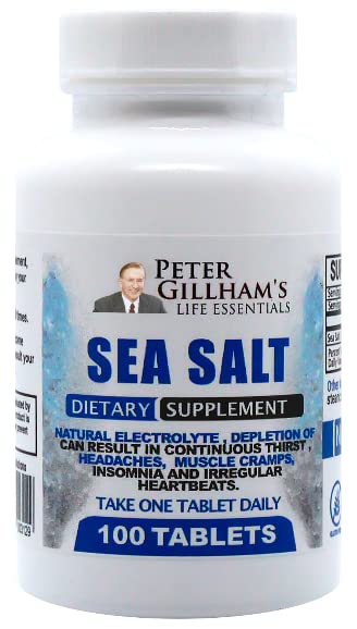 Peter's Choice Sea Salt Sodium Chloride 450mg, 100 Tabletten, Elektrolytunterstützung & Balance, Athletic Post Workout Rehydration & Recovery. Heiße Wetterhilfe. Verhindern Dehydratation & Cramps. Made in USA