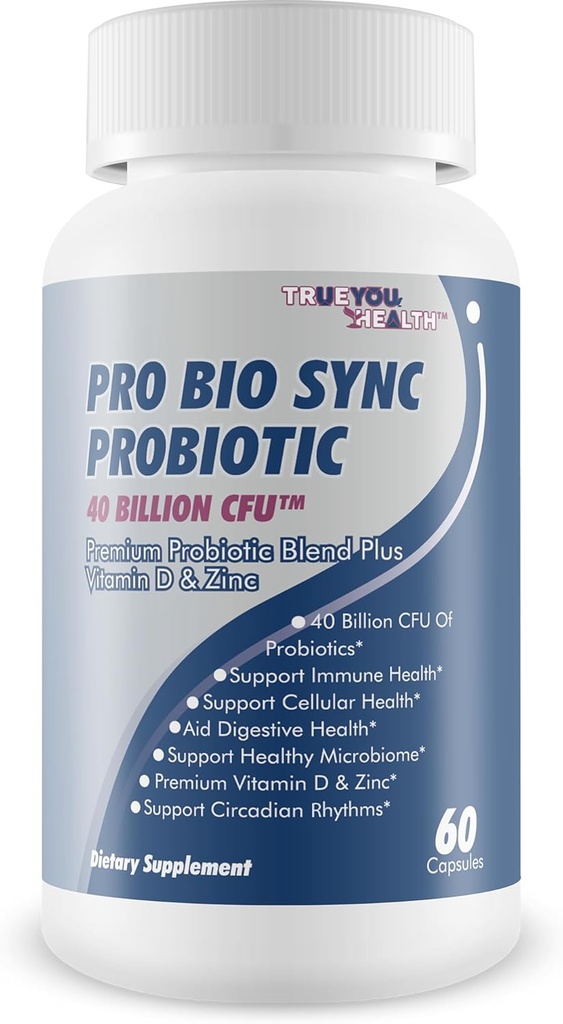 Pro Bio Sync Probiotic 40 Billion CFU - Premium Probiotic Supplement mit Immununterstützung - Helfen Sie Gut Microbiome zu verbessern - Multiple Health Benefits - Unterstützung Verdauung, Cellular Health, Circadian Rhythm