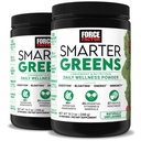 Kraftfaktor Smarter Greens Daily Wellness Powder 2-Pack zur Unterstützung von Energie, Immunität & Verdauung, Superfood Greens Pulver mit Vitaminen, Mineralien & Probiotika, Unflavored, 60 Portionen