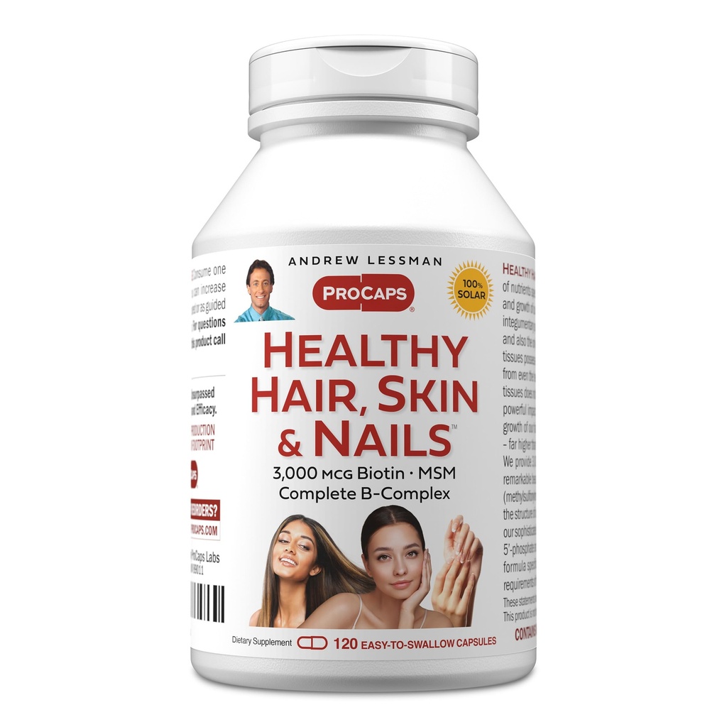 ANDREW LESSMAN Gesundes Haar, Haut und Nägel 120 Kapseln - 5000 mcg Hohe Bioaktivität Biotin, B-Komplex. Fördert schöne Haut, starke Nägel. Keine Zusatzstoffe Haarwachstum Vitamine Biotin Ergänzung