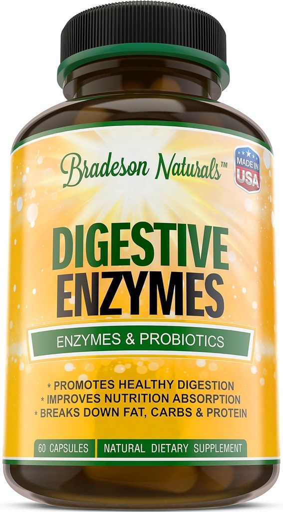 Verdauungsenzyme von Bradeson Naturals - Enzyme & Probiotics, Natürliche Nahrungsergänzung, 60 Kapseln