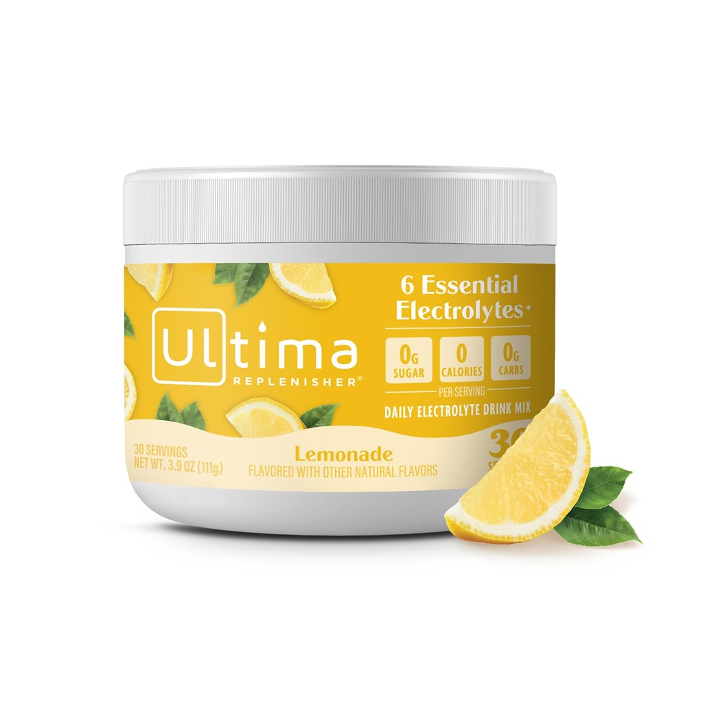 Ultima Replenisher Daily Electrolyte Powder Drink Mix – Sugar Free – Lemonade, 30 Servierungen – Hydration Powder mit 6 Key Electrolytes und Trace Minerals – Keto Friendly, Vegan, Non-GMO