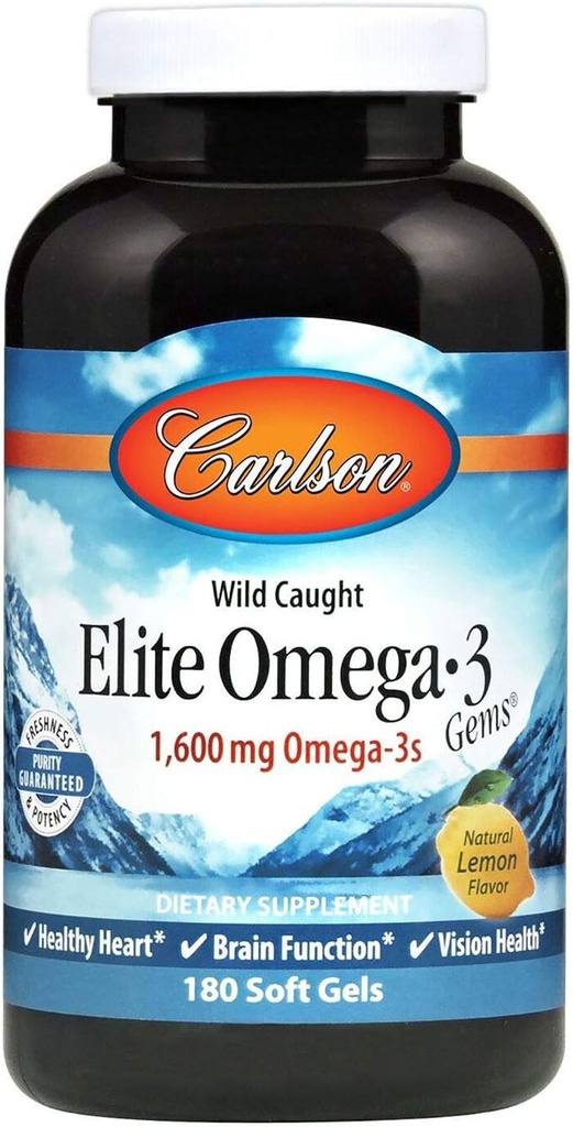 Carlson Elite Omega-3 Gems, Norwegisch, 1, 600 mg Omega-3s, Weichgel, 180 Zähler
