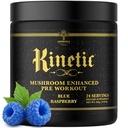 Ambrosia Kinetic Organic Preworkout, Pilz Enhanced Natural Pre Workout Supplement, Nootropic Superfood Pulver für Energie (Blauer Himbeer)