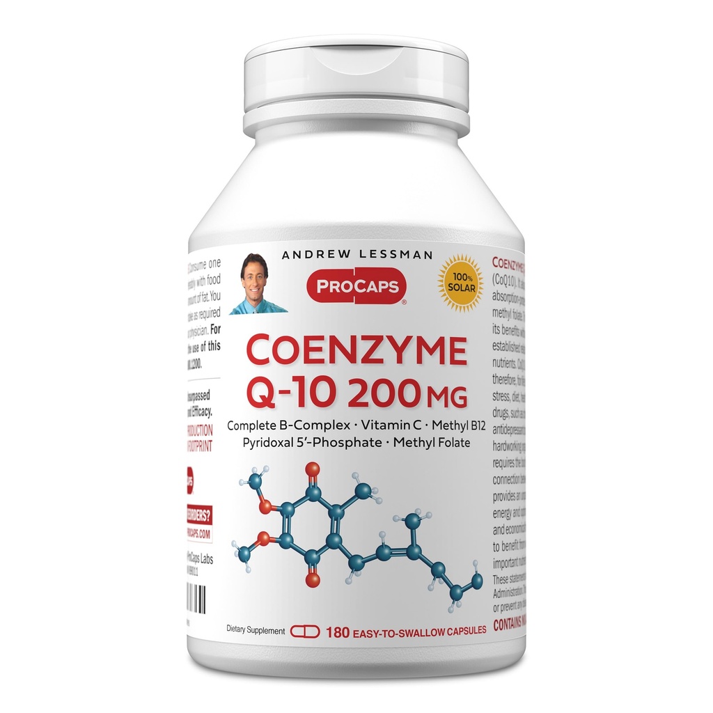 ANDREW LESSMAN Coenzym Q-10 200 mg 180 Kapseln - Essential for Energy Production and Optimum Key Organ Function, Anti-Oxidant Support, von Aging, Plus B-Complex. Einfach zu Swallow Kapseln