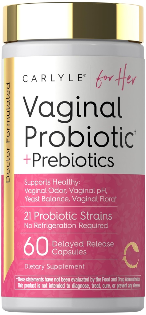 Carlyle Vaginal Probiotika für Frauen | 60 Kapseln | mit Präbiotika | Unterstützt Gesunden Geruch, pH, Hefe-Balance und Flora | Vegan, Nicht-GVO, Glutenfrei | für Sie