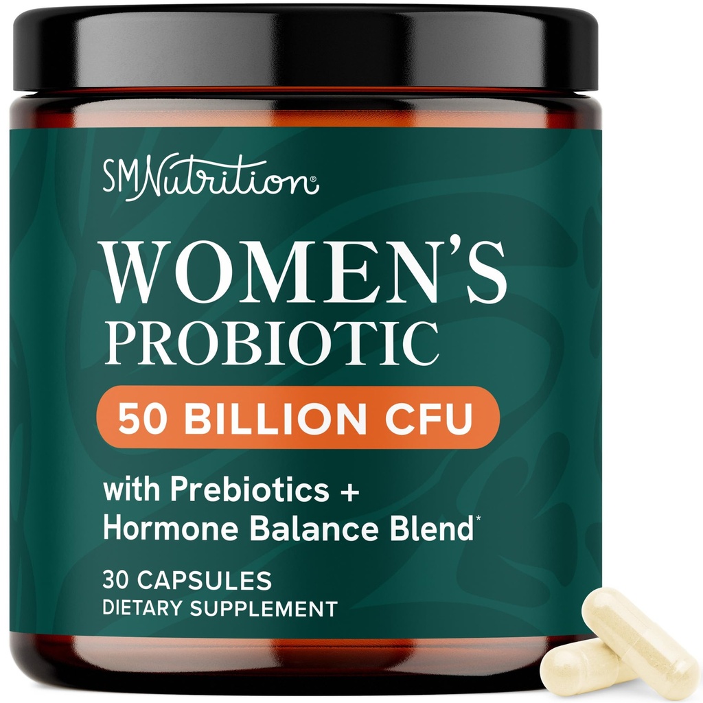 Probiotika für Frauen | 50 Milliarden CFU für Vaginal, pH-Balance & Verdauungsunterstützung | Weibliche Probiotika mit Präbiotika & Hormone Balance Blend | Regal stabil | Vegan, glutenfrei | 30 Ct