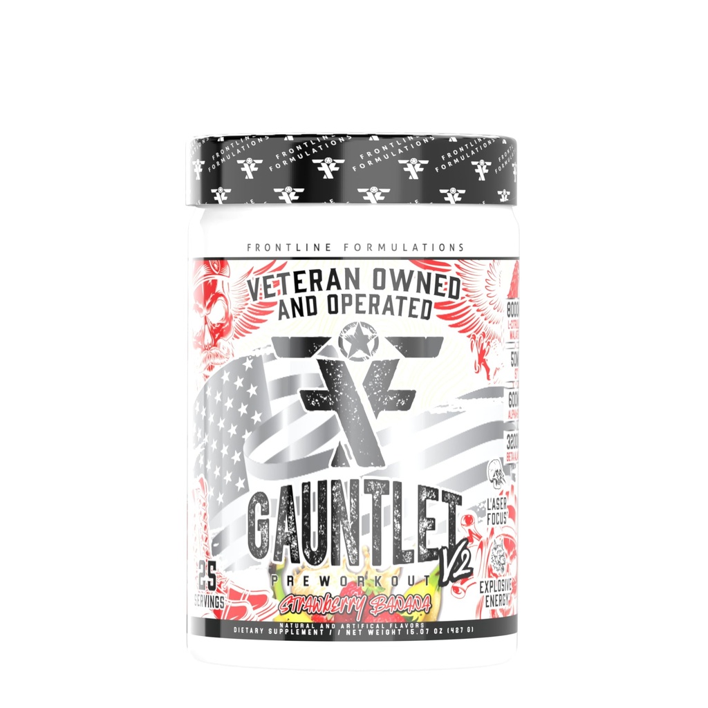 Gauntlet Pre-Workout Powder, Explosive Workouts, Laser Focus, Mid Stim, Erstaunlich Flavor, Veteran Eigentümer und betrieben, Verpackung Mai Vary (25 Servierungen, Erdbeer Banana)