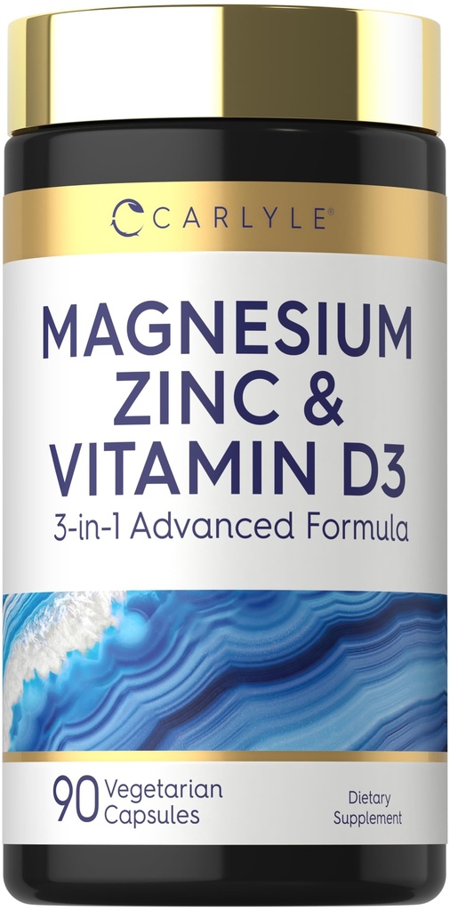 Carlyle Magnesium Zink und Vitamin D3 | 90 Kapseln | 3-in-1 Erweiterte Formel | Vegetarisch, Non-GMO und Glutenfrei