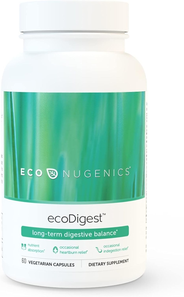 EcoNugenics EcoDigest Digestive Health Supplement - 60 Kapseln- Verdauungsunterstützung - Kräuter, medizinische Pilze & Enzyme