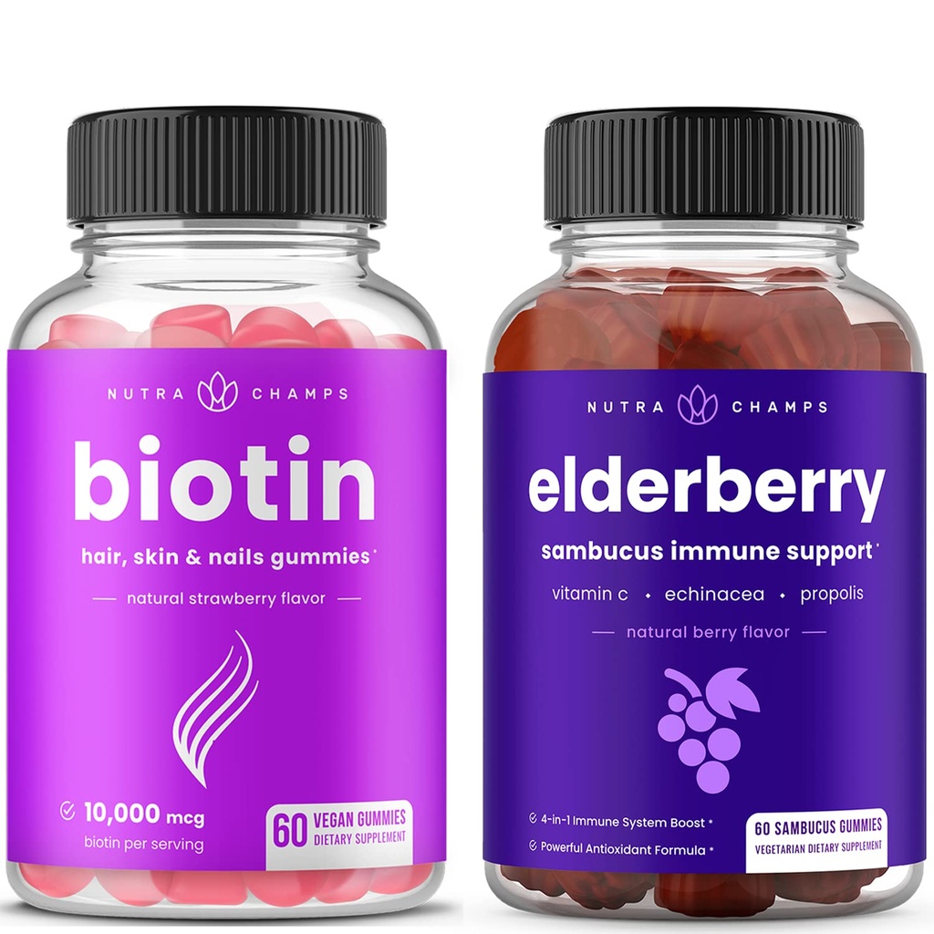 NutraChamps Biotin Gummi und Elderberry Gummis Bundle