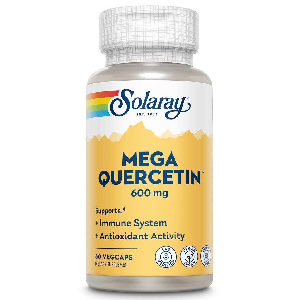SOLARAY Mega Quercetin mit Bromelain, Vitamin C und Bioflavonoiden - Antioxidans und Immununterstützungsergänzung, Herzgesundheit und Blutdruckunterstützung - Vegan, 60 Tage Garantie, 60 Serv, 60 VegCaps